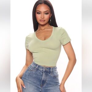 kaitlyn V-neck crop top fashion nova sage